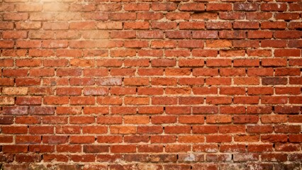 Weathered red brick wall surface displays rough texture under bright sunlight.