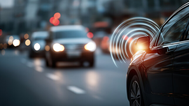 Vehicle advanced driver assistance system utilizes sensors signal waves defocused road background enhanced safety technology automotive innovation scene smart vehicle