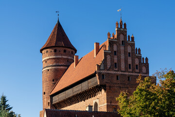 Fototapeta premium view of the medieval Olsztyn Castle in the historic city centre of Olsztyn