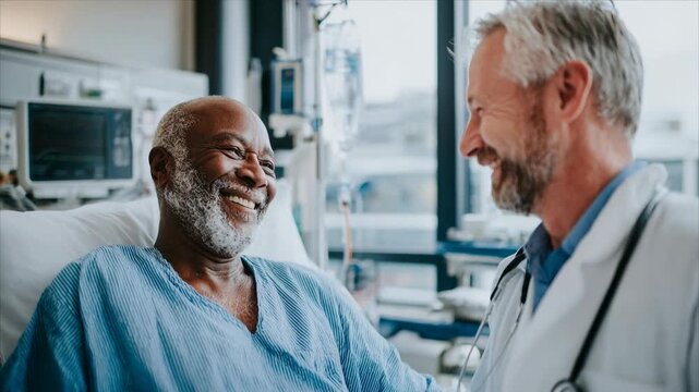 Doctor comforting patient compassionate hospital interaction captured with rich cinematic detail emotional atmosphere and striking depth creating a compelling visual moment ideal for brandin