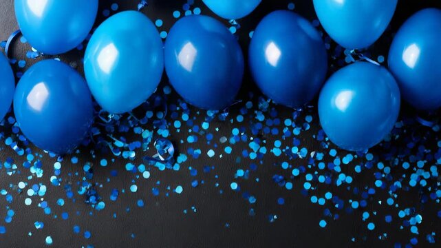 Festive blue balloons and confetti a vibrant celebration background for birthdays parties and special events creating a joyful atmosphere