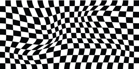 Black and white checkered pattern. Chess pattern. Black and white checkered background. 3D checkered wallpaper. vector illustration