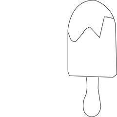 Minimal popsicle line drawing with bite detail and stick for summer dessert, snack, or frozen treat themes