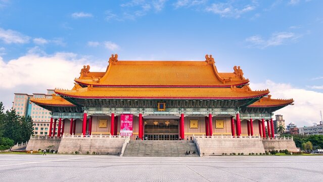 Taipei City, Taiwan-December 09, 2024: Chiang Kai-shek Memorial Hall is a national monument located in Zhongzheng District, Taipei City. There are many garden landscapes and squares in the park.