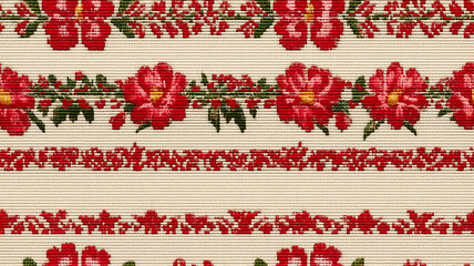Floral Red Rose Pattern Tapestry Embroidered Textile For Home Decor
