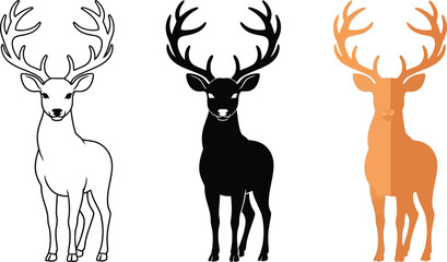 Elegant deer silhouettes for festive winter projects