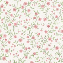 Floral pink toile vintage pattern