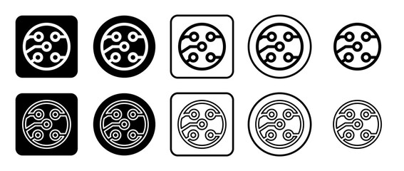 Icon set of electrical board symbol. Filled, outline, black and white icons set, flat style.  Illustration on transparent background