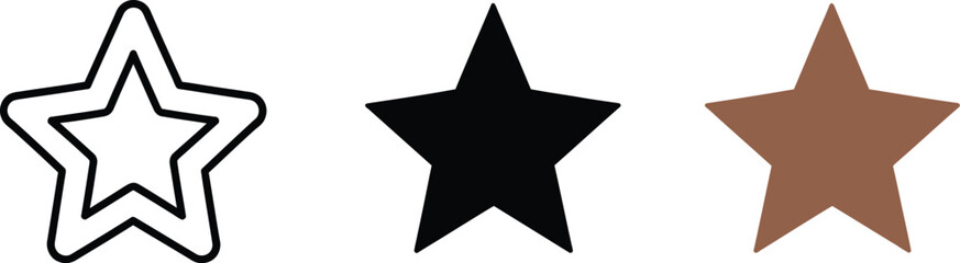 Three star icons in black and brown, reward concepts
