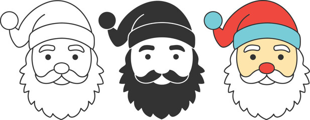 Festive Santa Claus faces for holiday cheer designs