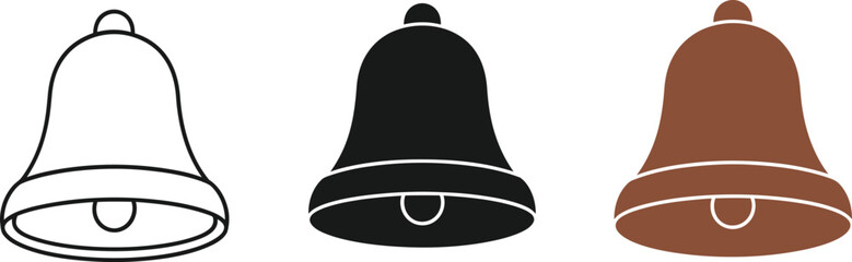 Three bell icons in different styles for modern design