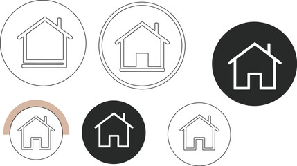 Modern house icons for real estate and home services
