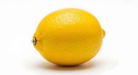 Single bright yellow lemon positioned on a clean white background.