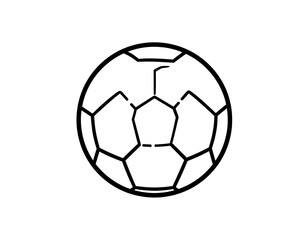 Fototapeta premium Black and white illustration of a round ball, typically used in a sport, with its panels clearly outlined