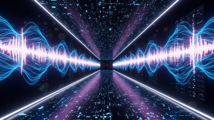 Vibrant Light Energy Path with Audio Visualizer Effect