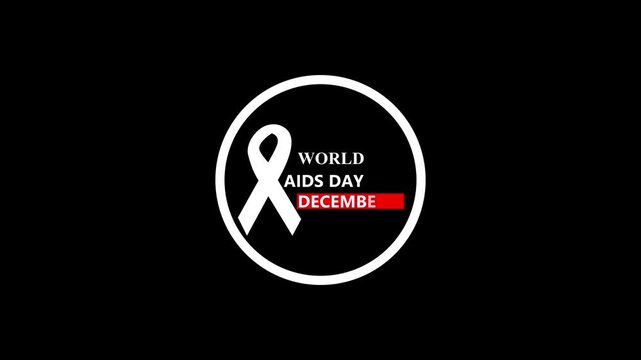 World aids day banner with chicle animation.1st December. Health support message international solidarity theme on black background.