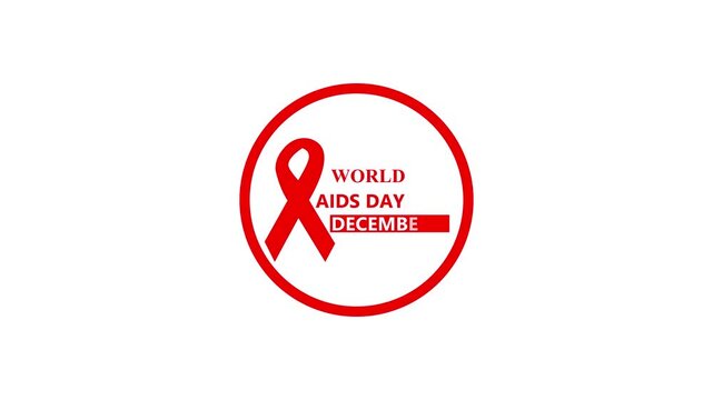 World aids day banner with chicle animation.1st December. Health support message international solidarity theme on white background.