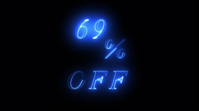 Neon 69% percent off sale sign animation  advertising marketing Concept hot price banner best big sale 4k video motion graphic offer percent  promotion..