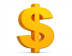 Gold dollar sign stands on white