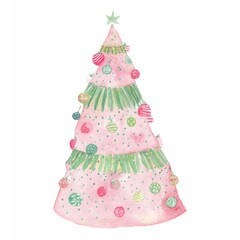 Whimsical watercolor Christmas tree illustration.