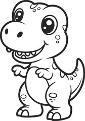 Cute Cartoon Dinosaur Line Art for Coloring