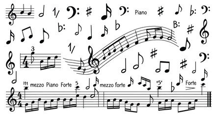 Musical Notes Vector Illustration Compilation for Creative Graphic Designs and Artistic Projects