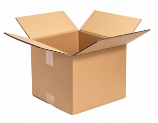 Open corrugated cardboard box, empty interior