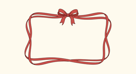Elegant double ribbon frame with bow vector illustration, perfect for cards and invitations