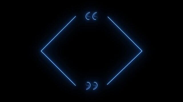 neon quotation frame animation with glowing blue lines for video templates.