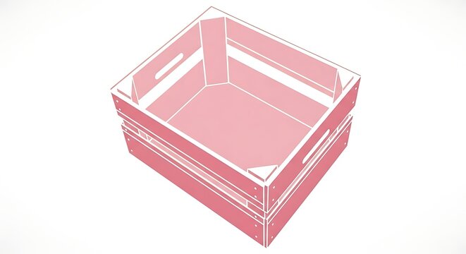 Pink crate box wooden container storage empty object cargo isolated wood design art