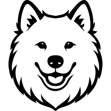 Minimalistic black silhouette of samoyed head