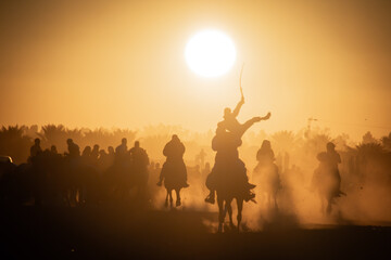 Naklejka premium cours du cheval en coucher de solier