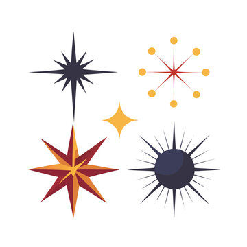 Retro Starburst and Sparkle Vector Set