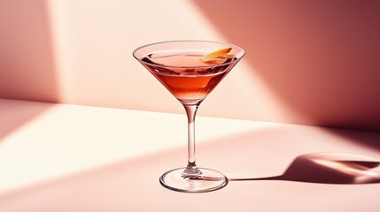 Stylish Coral Cocktails on Pastel Background with Shadows