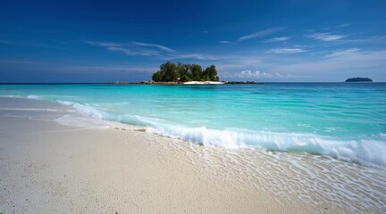 Experience paradise on a tropical island beach with turquoise waters and white sand, perfect for travel vlogs and summer vacation promotions