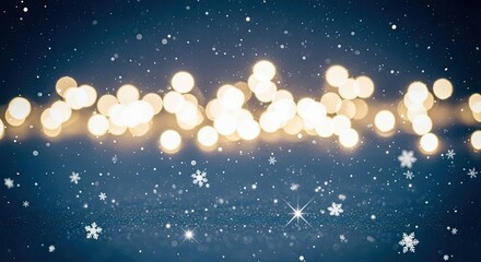 A festive blue and white Christmas background with snowflakes and glowing lights.