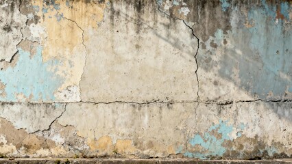 Obraz premium Aged exterior concrete surface displays significant weathering and peeling paint layers
