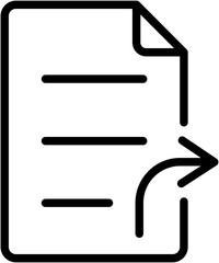 Black Transfer Forward File Doc Icon Symbol Sign in Clean Simple Outline Line Art Style