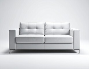 White, two-seat sofa on a white seamless backdrop