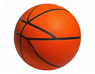 Orange basketball with black lines on a clean white backdrop