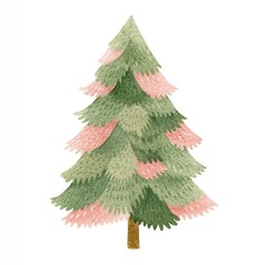 Fototapeta premium Whimsical watercolor evergreen tree illustration.