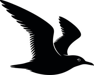 Black silhouette of a flying bird wings
