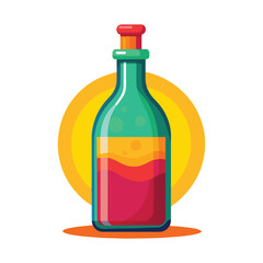 Green Bottle with Cork Illustration