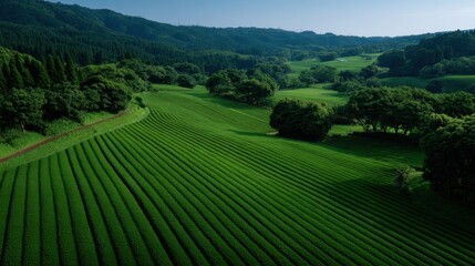 Obraz premium Lush Organic Fields with Precise Arcs and Smooth Plots in Serene Landscape