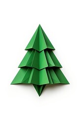 Fototapeta premium Christmas tree origami christmas paper white background.