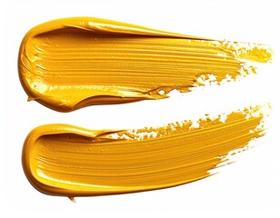 Smeared, textured, vibrant golden yellow paint strokes