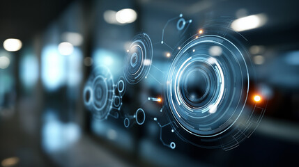 Digital business process optimization visualization defocused workflow background operational efficiency scene automation improvement moment technological advancement display