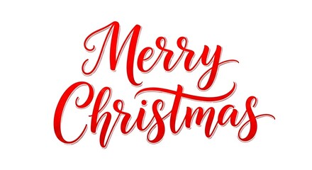 Red merry christmas calligraphy text with a festive, handwritten brush stroke style, isolated on white background