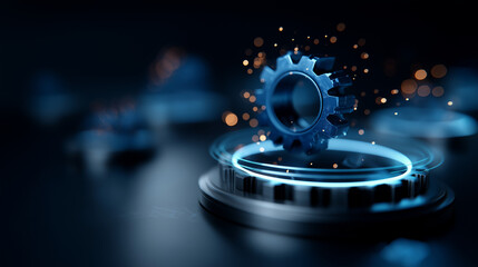 Workflow automation artificial intelligence software interface defocused digital background nodes triggers data tool dashboard coding icon flow process technology 3D rendering