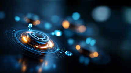 Workflow automation artificial intelligence software interface defocused digital background nodes triggers data tool dashboard coding icon flow process technology 3D rendering